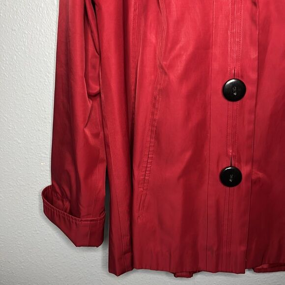 Gallery Red Maroon Button Front Medium Weight Hooded Jacket Size Large - Picture 7 of 12